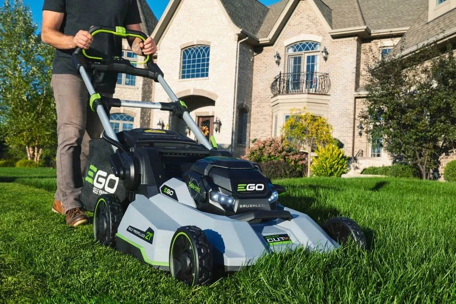 self-propelled electric lawn mower