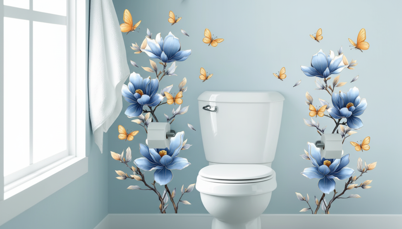 Blue Floral Butterfly Wall Decal for a Quick Room Refresh