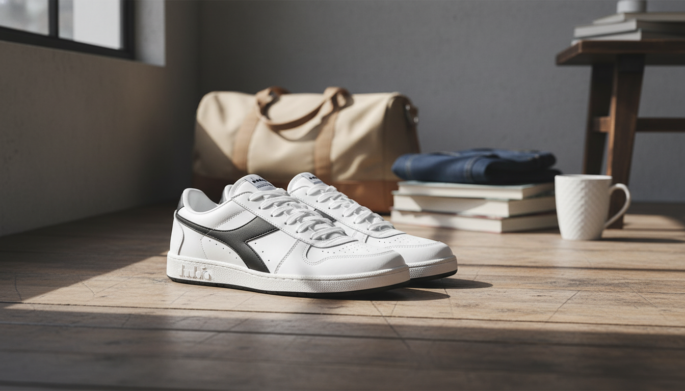 Diadora Men’s Leather Sneakers: Black, Clean, Comfy