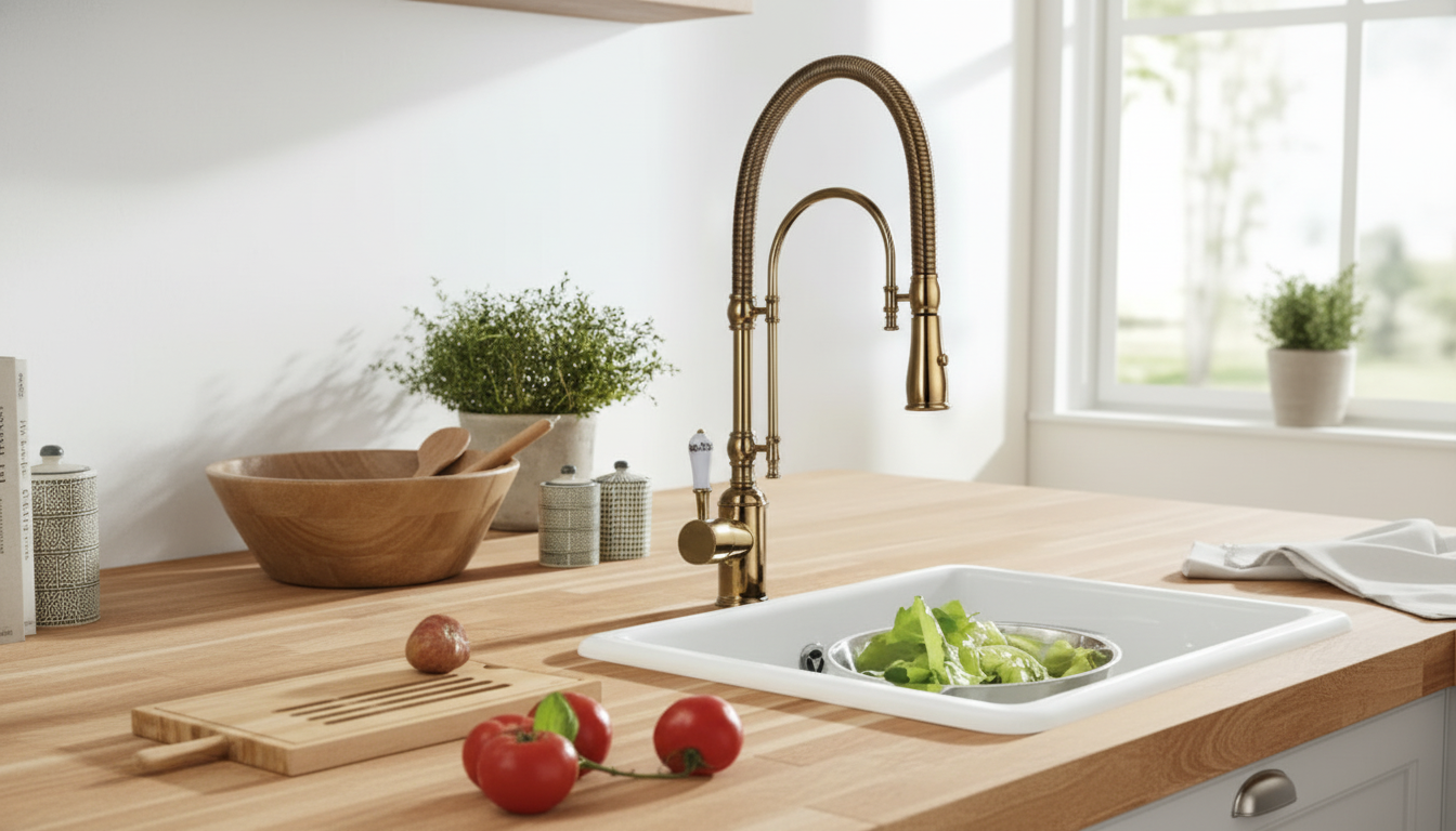 Retro Brass Kitchen Faucet: Gold Finish, Fit & Care Tips