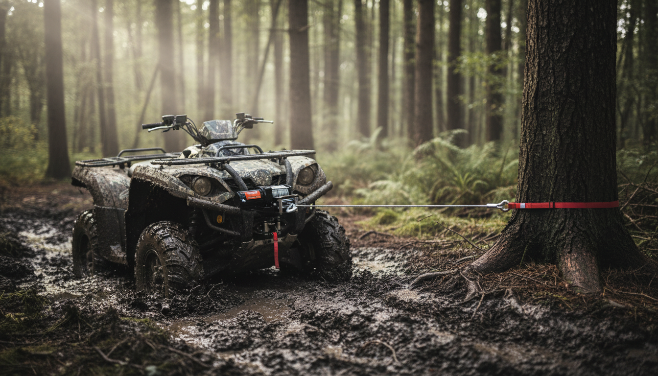 Waterproof ATV/UTV Steel-Cable Winch for Mud Recovery