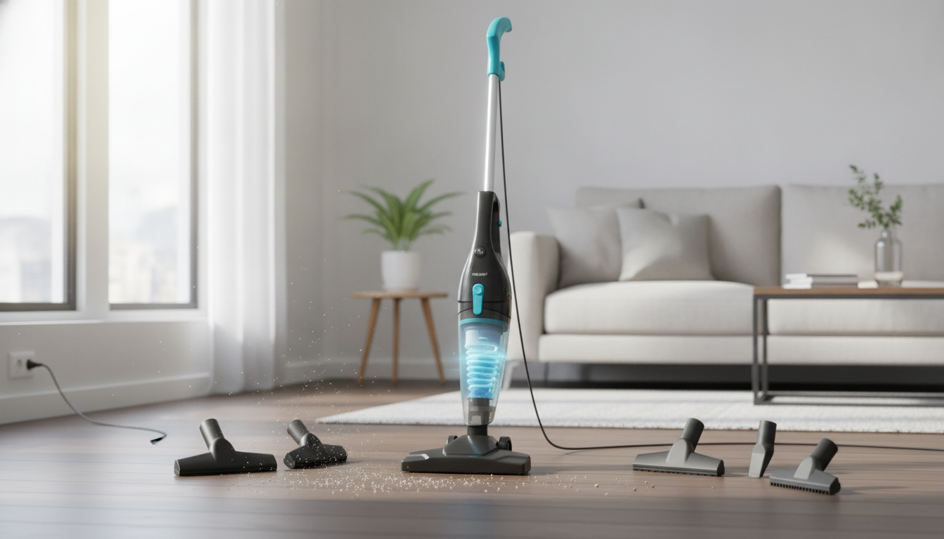 15KPa Corded Stick Vacuum: Lightweight, Quiet, 12-in-1