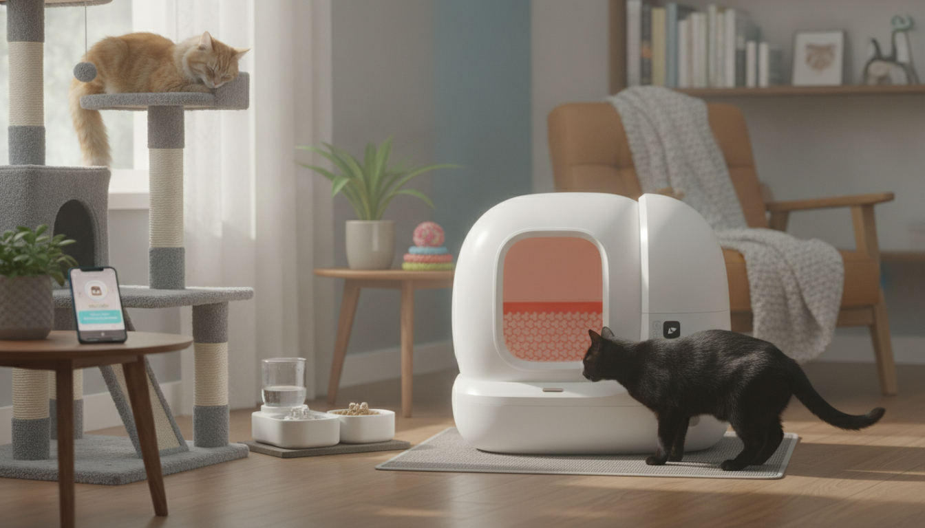 App-Controlled Self-Cleaning Litter Box for Multi-Cat Homes