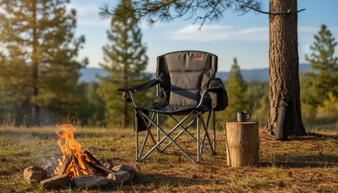 Comfy Folding Camp Chair: Lumbar Support, Padded Seat