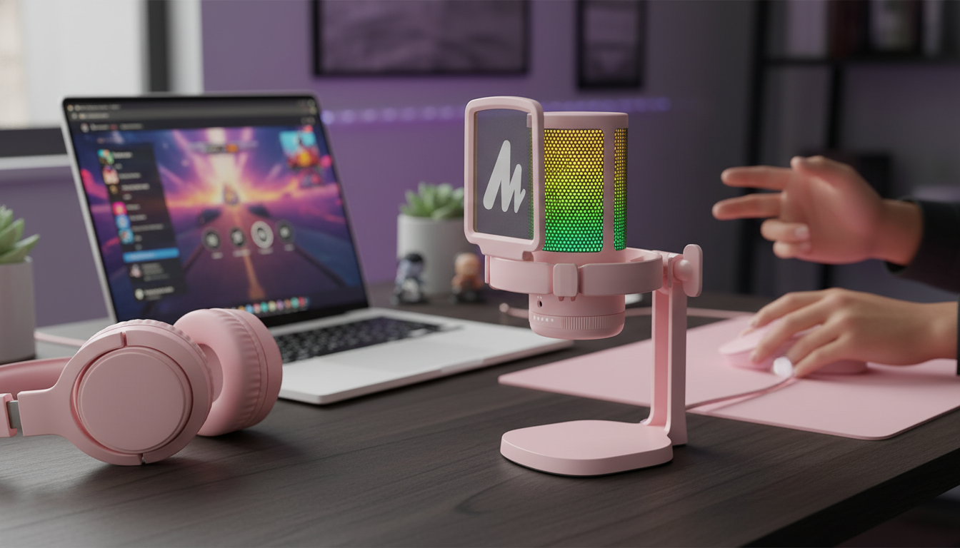 USB-C RGB Gaming Mic: Mute Button + Zero-Latency Monitor
