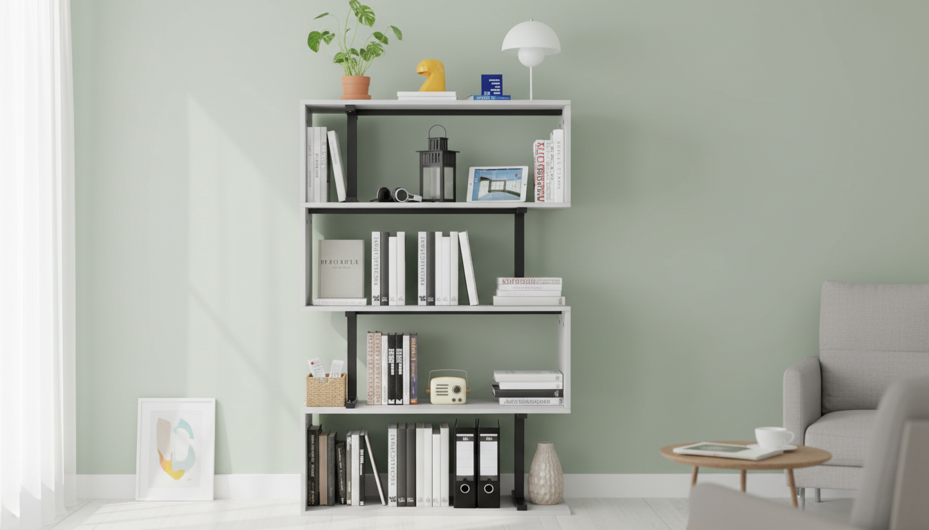 5-Tier Z-Shaped Bookshelf for Small Spaces & Styling